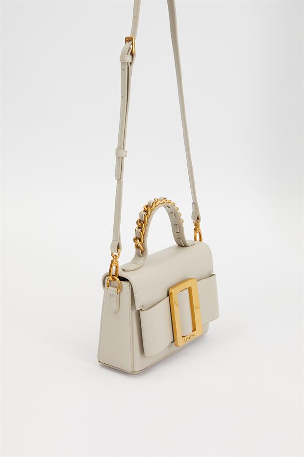 Gri Zincir İşlemeli El Çantası