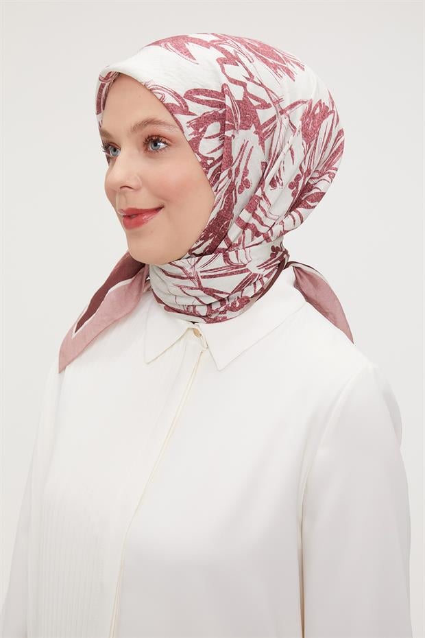 Gül Çiçek Soyut Desen Modal İpek Eşarp