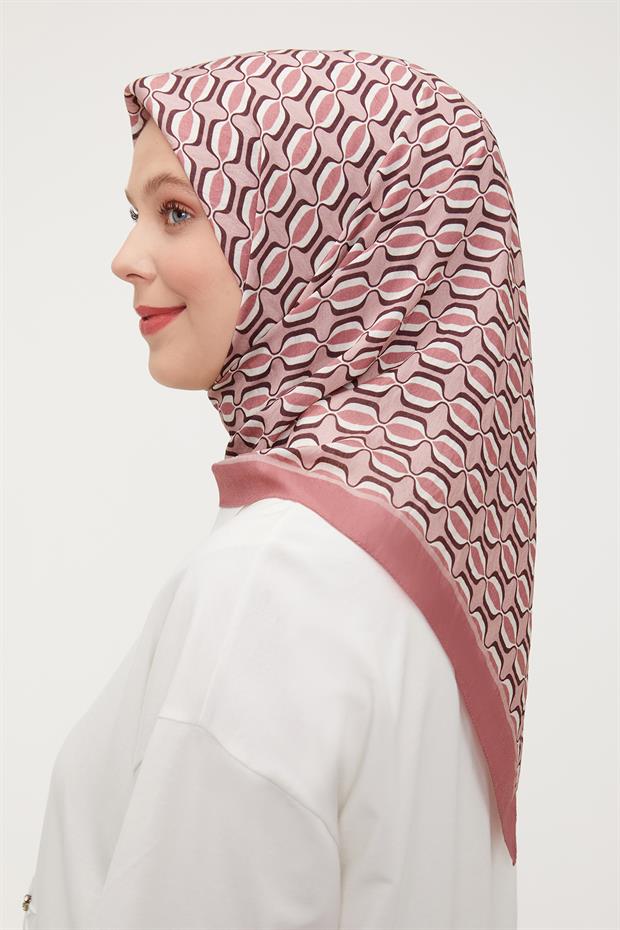 Gül Elips Desen Modal İpek Eşarp