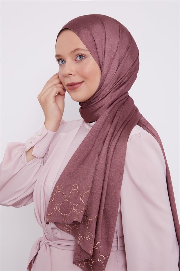 Gül Kurusu Altıgen Desen Diamond Şal