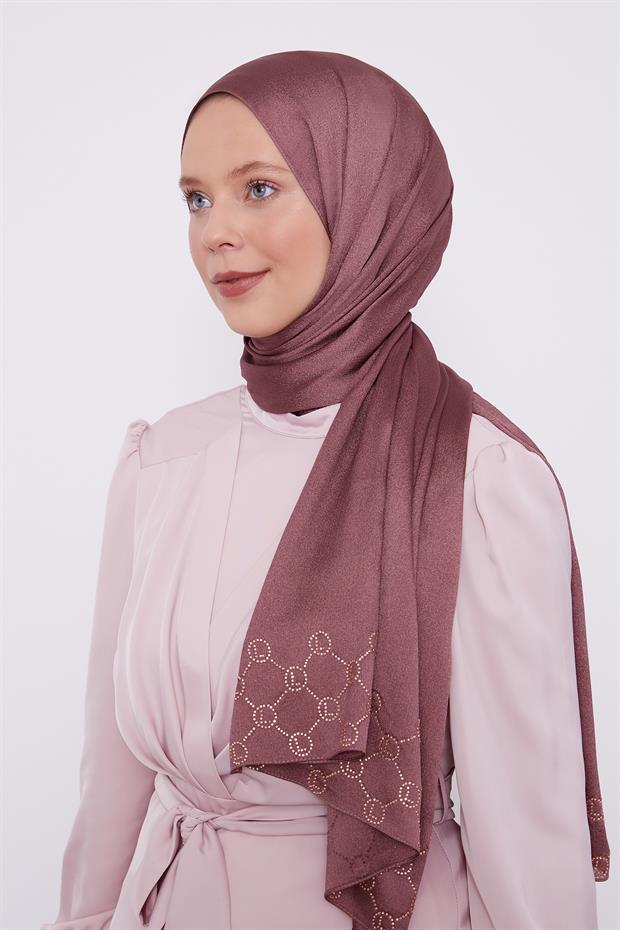 Gül Kurusu Altıgen Desen Diamond Şal