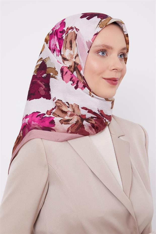 Gül Soyut Desen Modal İpek Eşarp