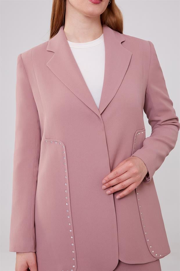 Gül Taş Detaylı Ceket Takım