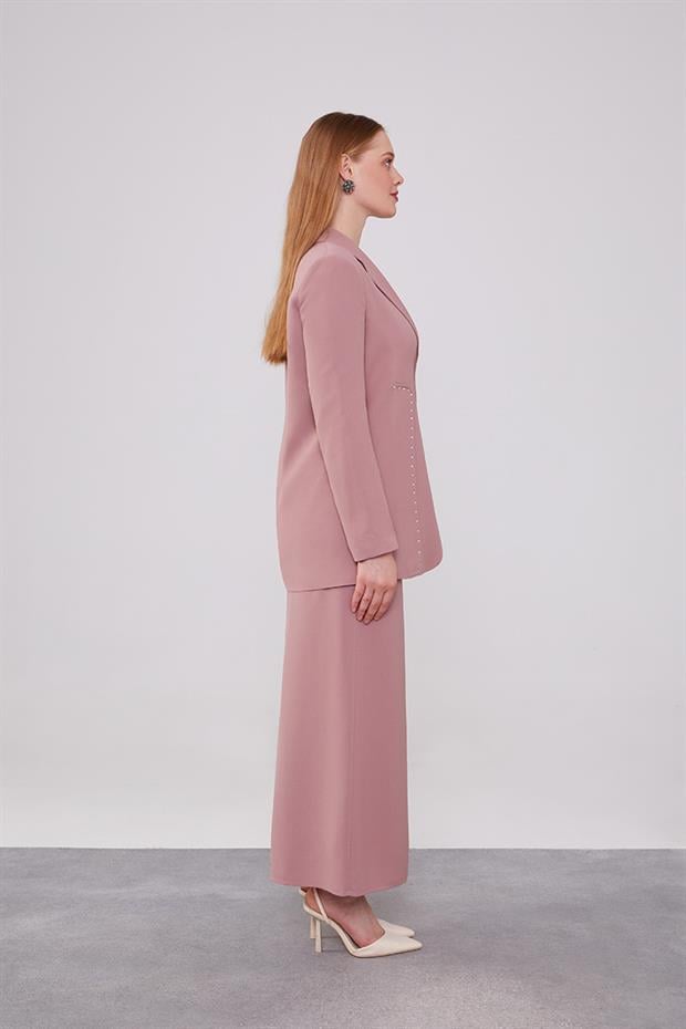 Gül Taş Detaylı Ceket Takım