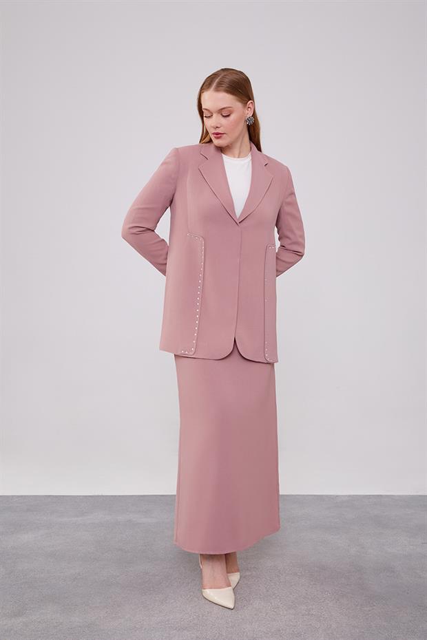 Gül Taş Detaylı Ceket Takım