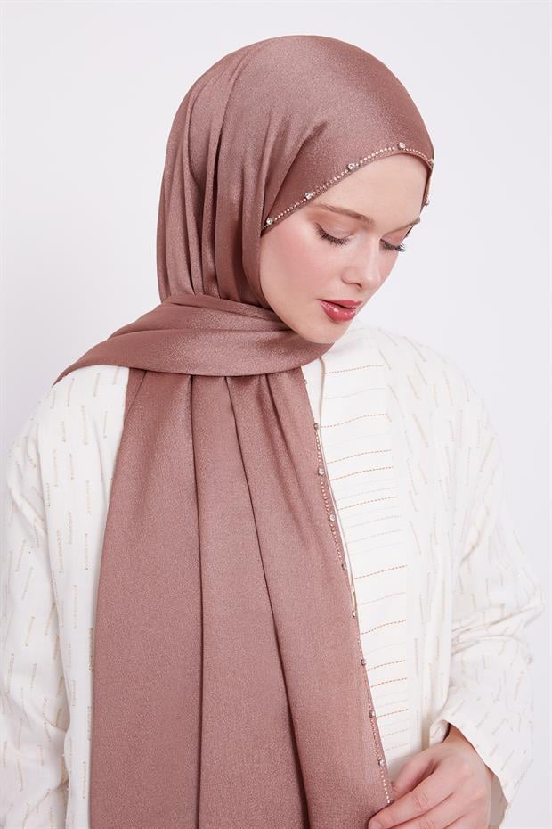 Gül Tek Taşlı Diamond Şal