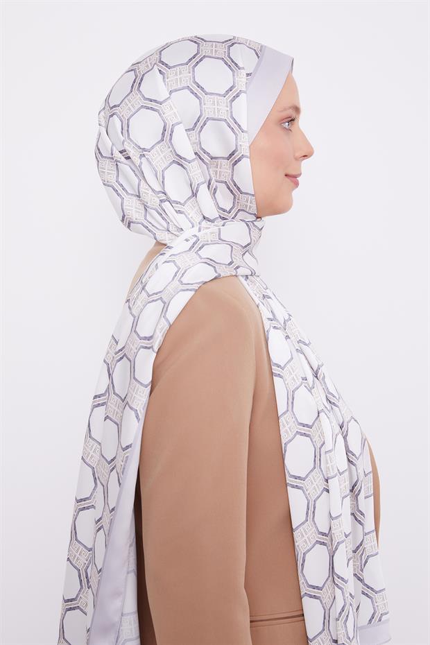 Gümüş Altıgen Desen Angel Şal