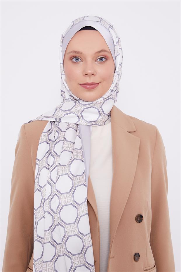 Gümüş Altıgen Desen Angel Şal