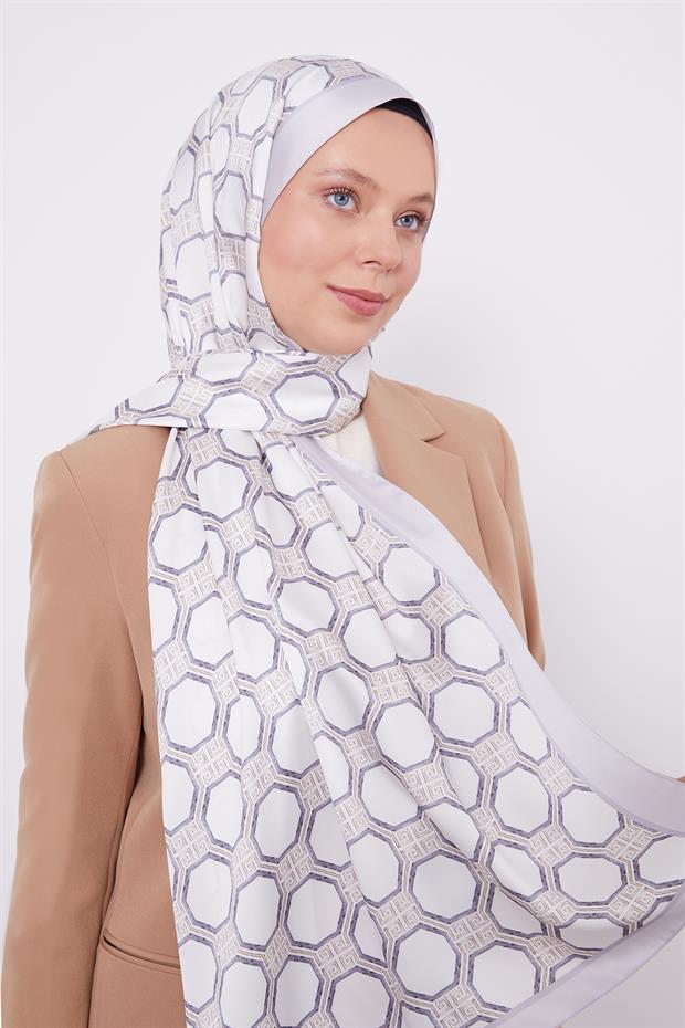 Gümüş Altıgen Desen Angel Şal