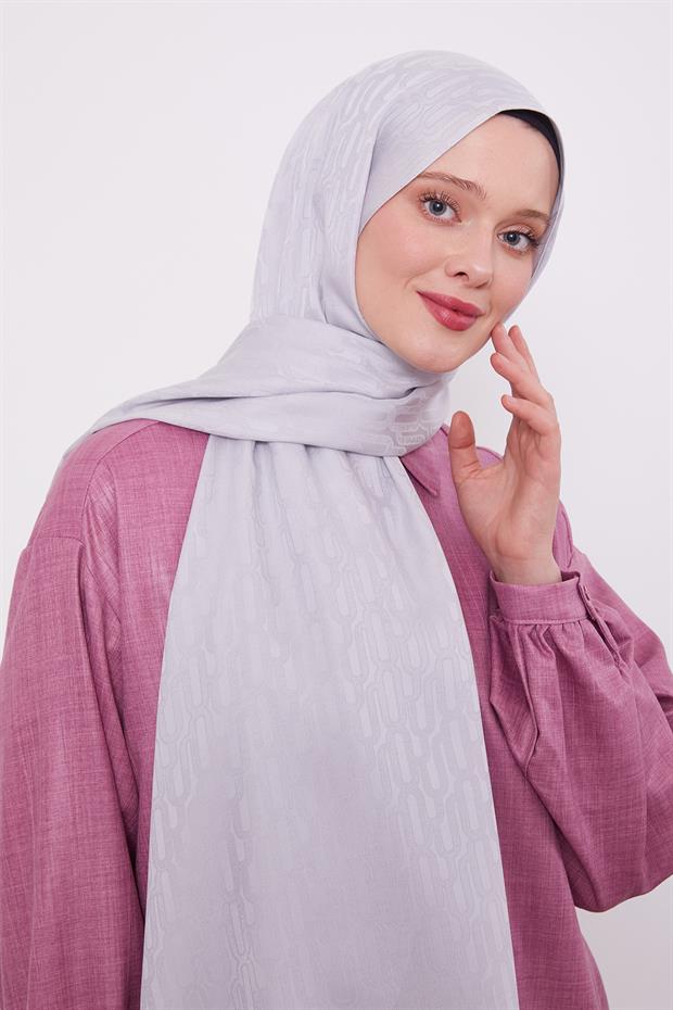 Gümüş Ataç Desen Blue Jakar Şal