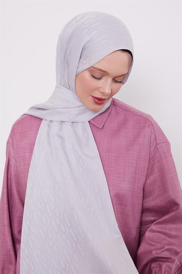 Gümüş Ataç Desen Blue Jakar Şal