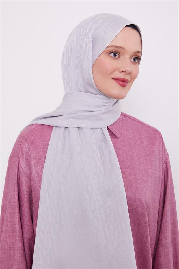 Gümüş Ataç Desen Blue Jakar Şal