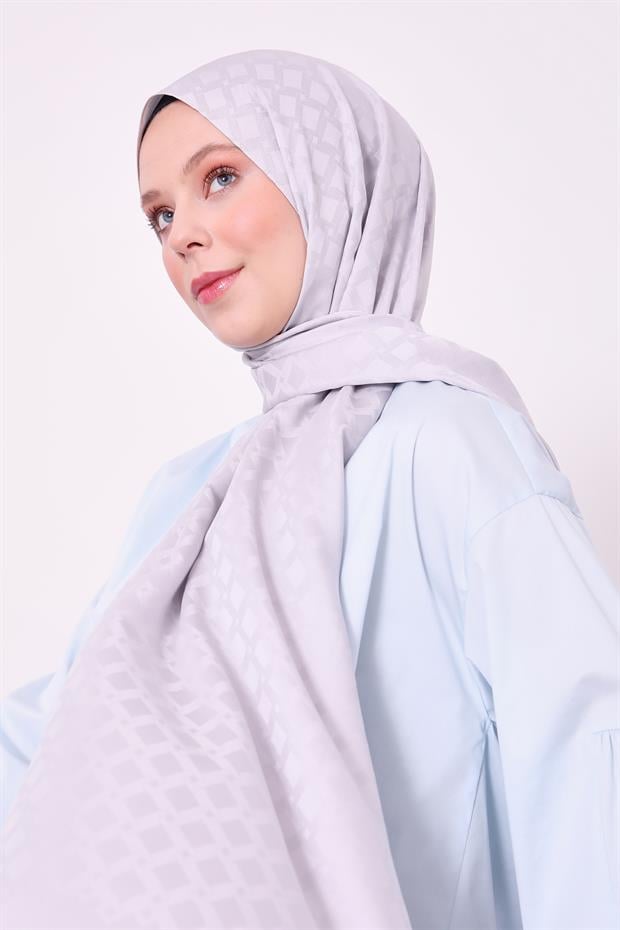 Gümüş Baklava Desen Blue Jakar Şal