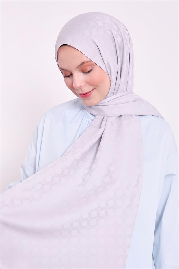 Gümüş Baklava Desen Blue Jakar Şal