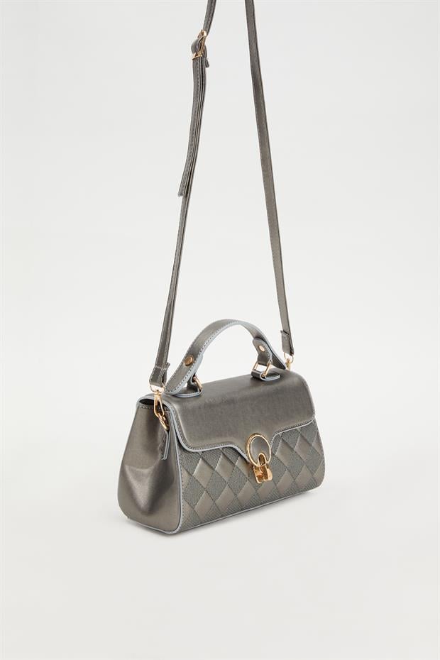 Gümüş Dama Desen Omuz Çantası