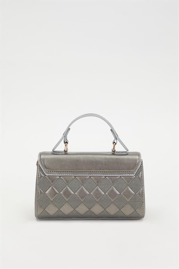 Gümüş Dama Desen Omuz Çantası