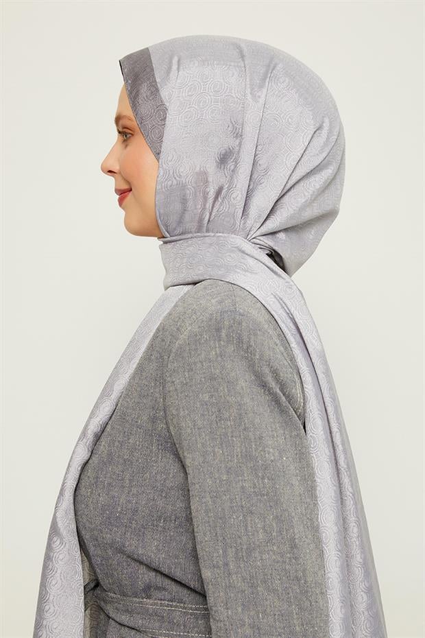 Gümüş Halka Desen Monogram Şal