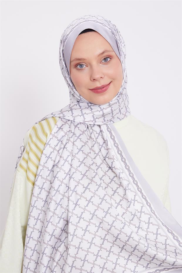 Gümüş L Baskılı Angel Şal