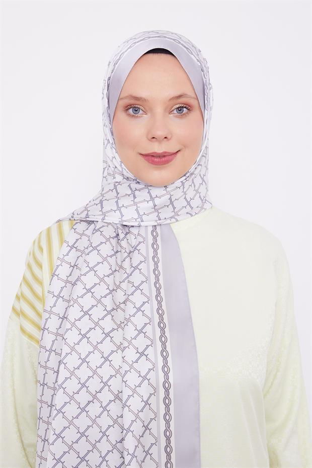 Gümüş L Baskılı Angel Şal