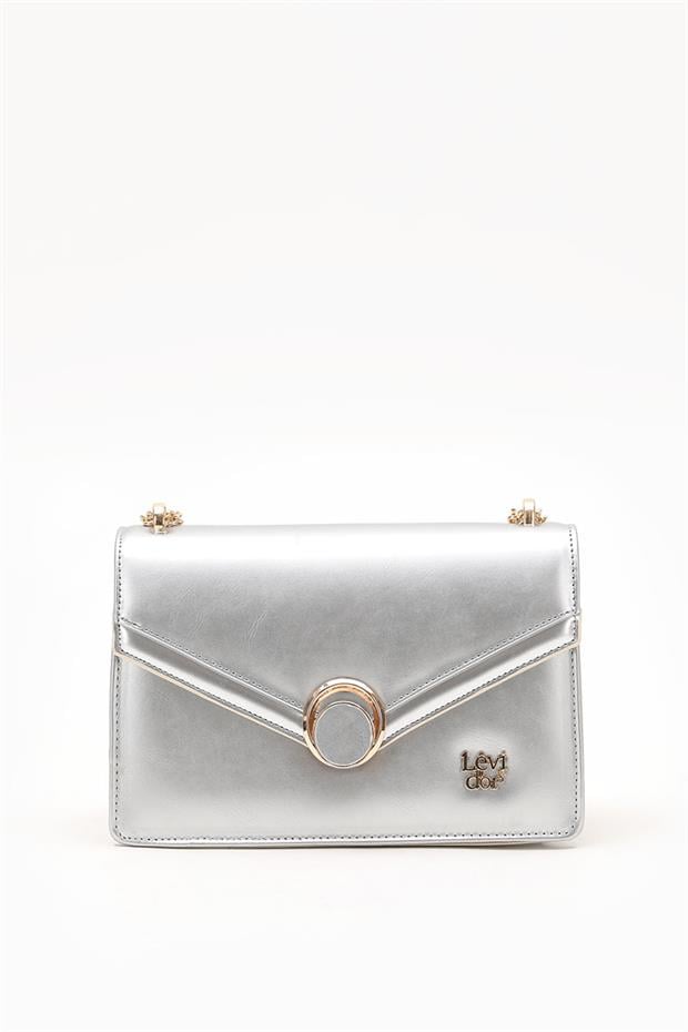 Gümüş Zincir Askılı Çift Gözlü Omuz Çantası