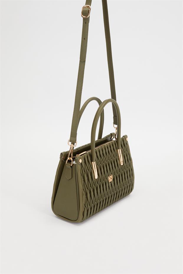 Haki Baklava Desen El Çantası