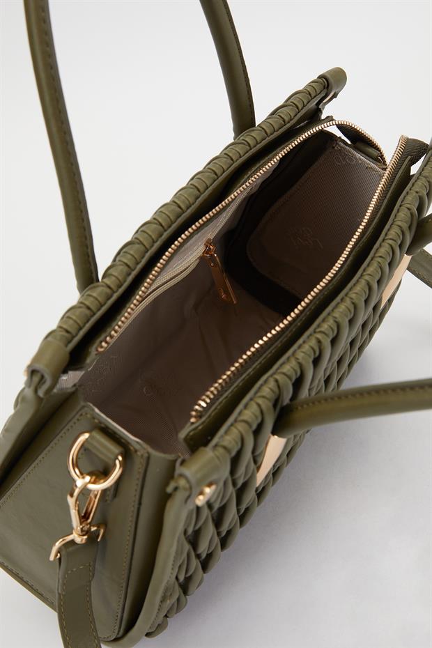 Haki Baklava Desen El Çantası