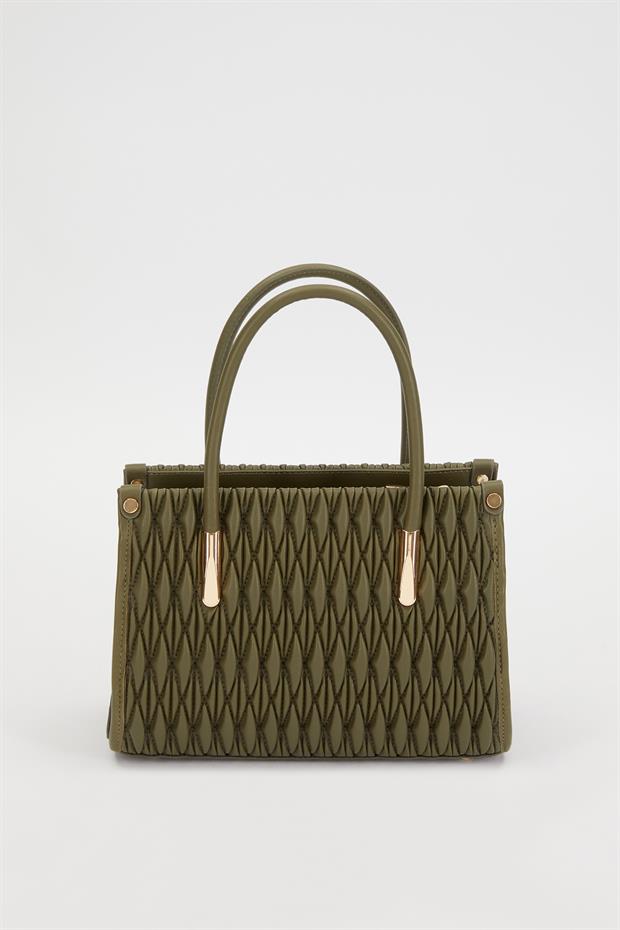 Haki Baklava Desen El Çantası