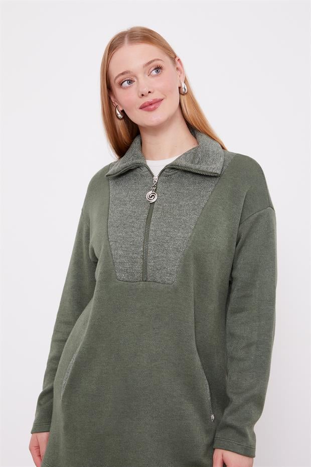 Haki Sim Detaylı Kaşmir İkili Takım