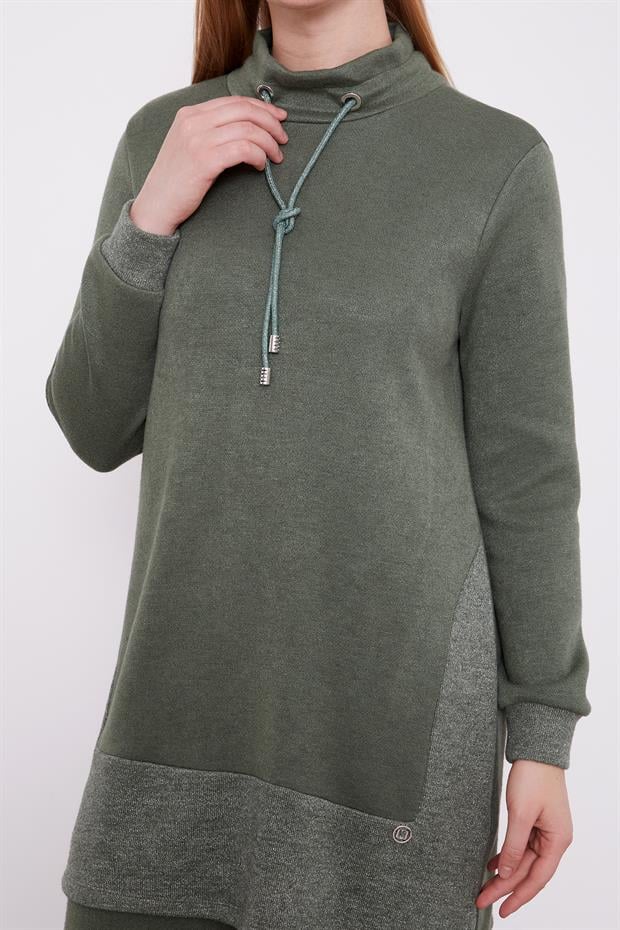 Haki Simli Kaşmir Kumaş İkili Takım