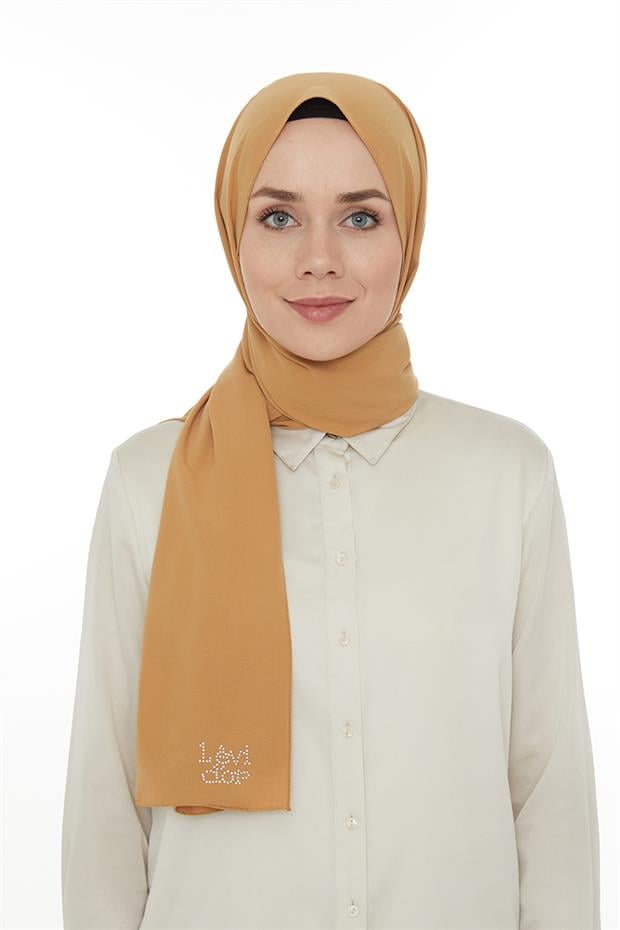 Hardal Düz Medine İpeği Şal