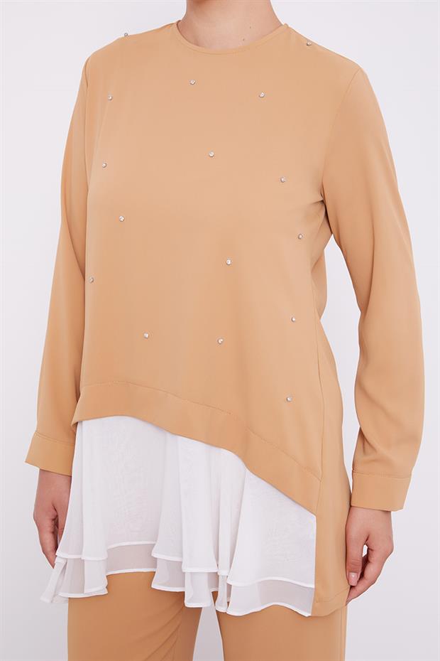 Hardal Şifon Detaylı Tunik Takım