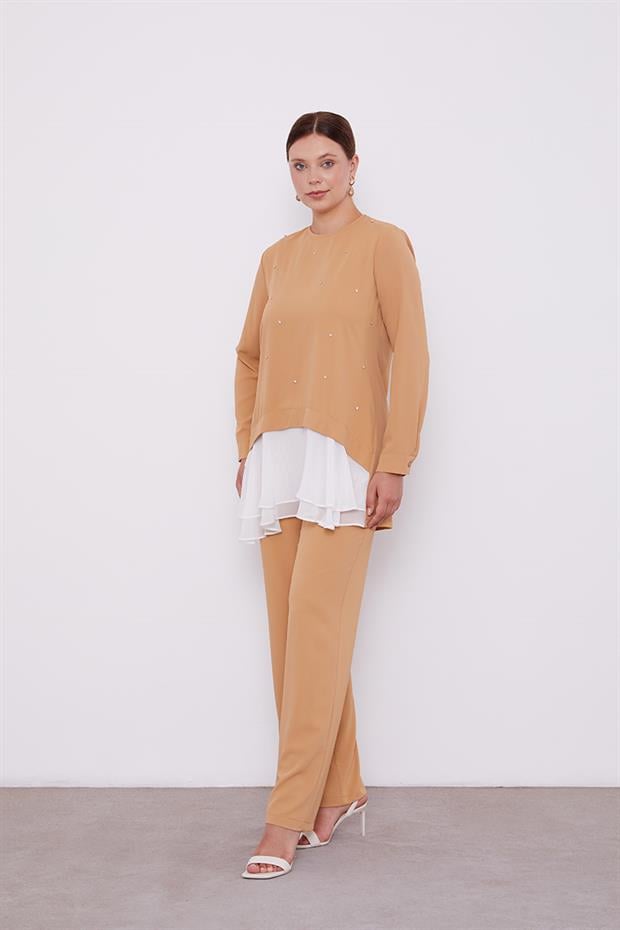 Hardal Şifon Detaylı Tunik Takım