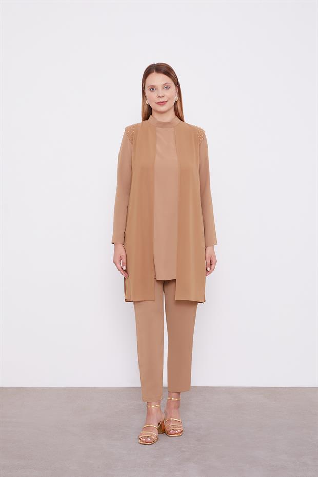 Hardal Şifon Omuzları İşlemeli İkili Takım