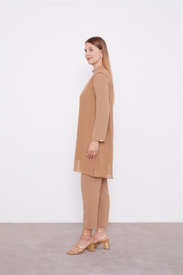 Hardal Şifon Omuzları İşlemeli İkili Takım