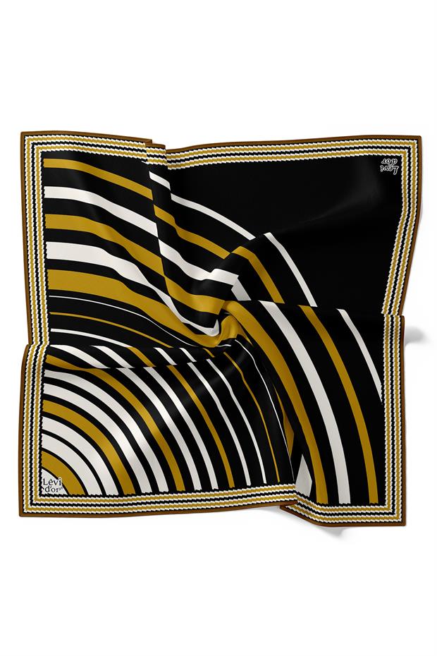 Hardal Yarım Daire Twill İpek Eşarp