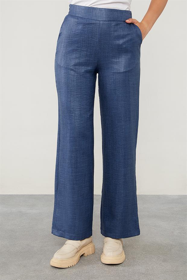 İndigo Yakası Taş İşlemeli Ceket Takım