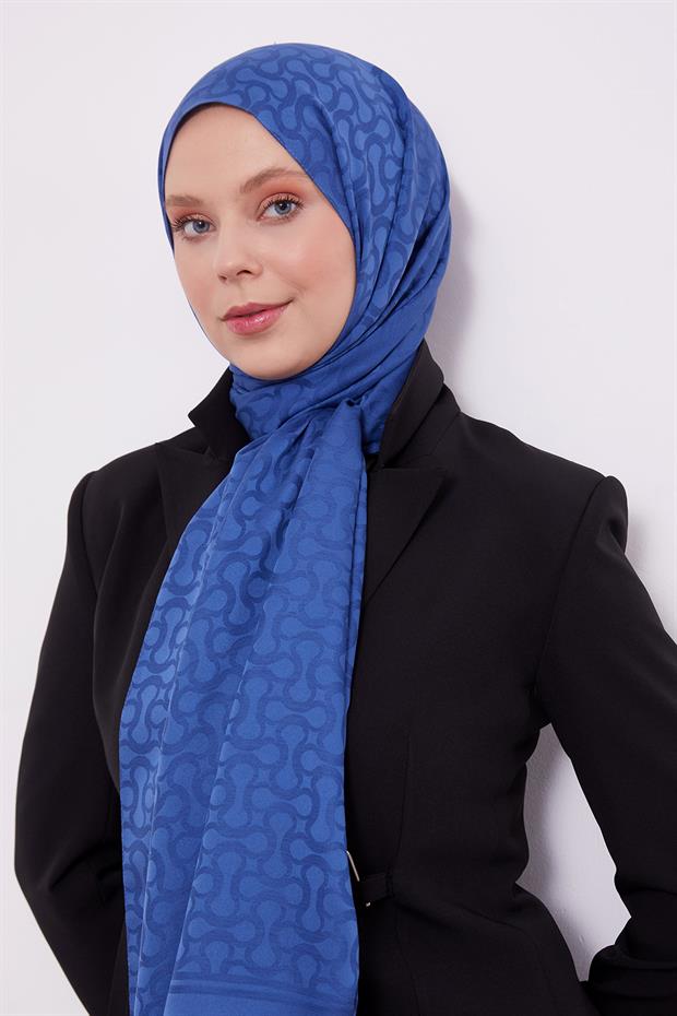 İndigo S Desen Blue Jakar Şal