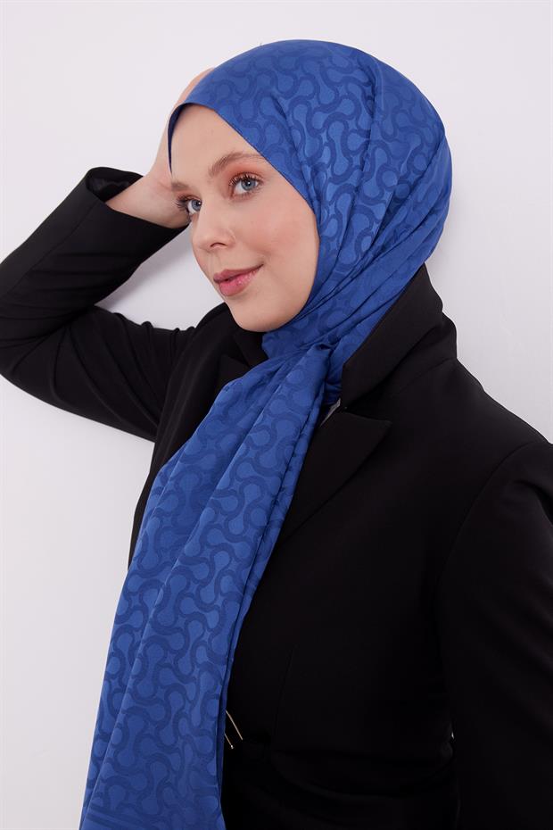 İndigo S Desen Blue Jakar Şal