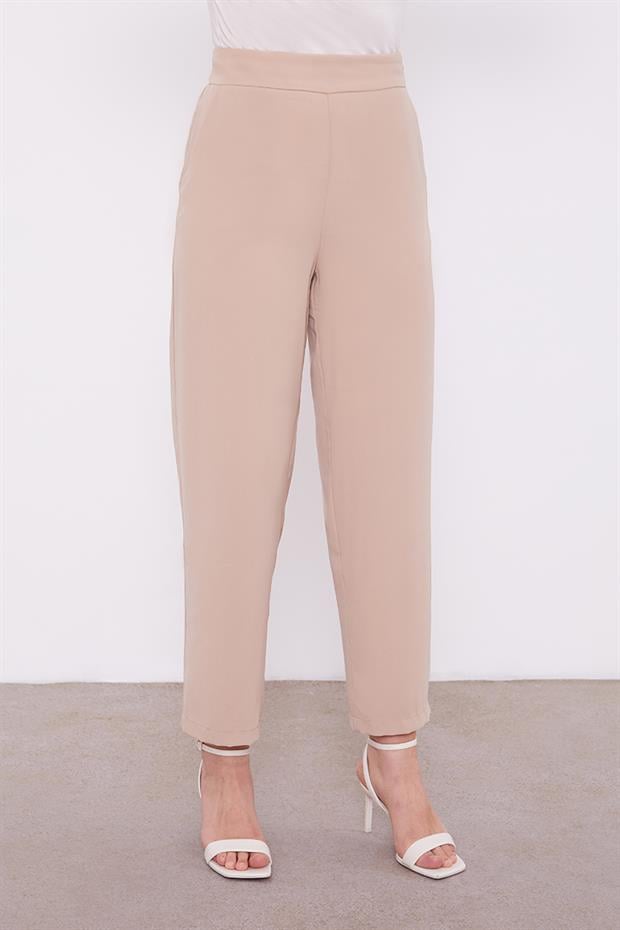 K.Bej Payet İşlemeli Kuşak Bağlamalı Ceket Takım