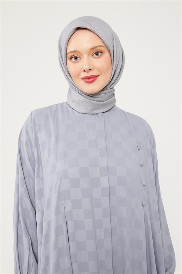 Koyu Gri Dama Desen Ferace