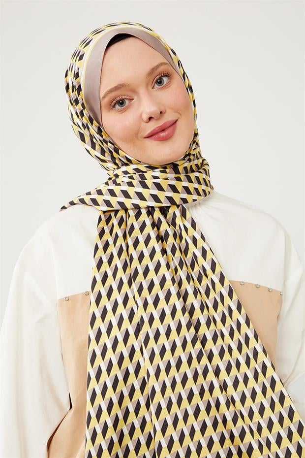 Koyu Vizon Üç Boyut Desen Angel Şal