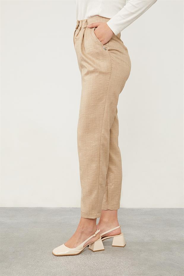 K.Taş Keten Kumaş Havuç Pantolon