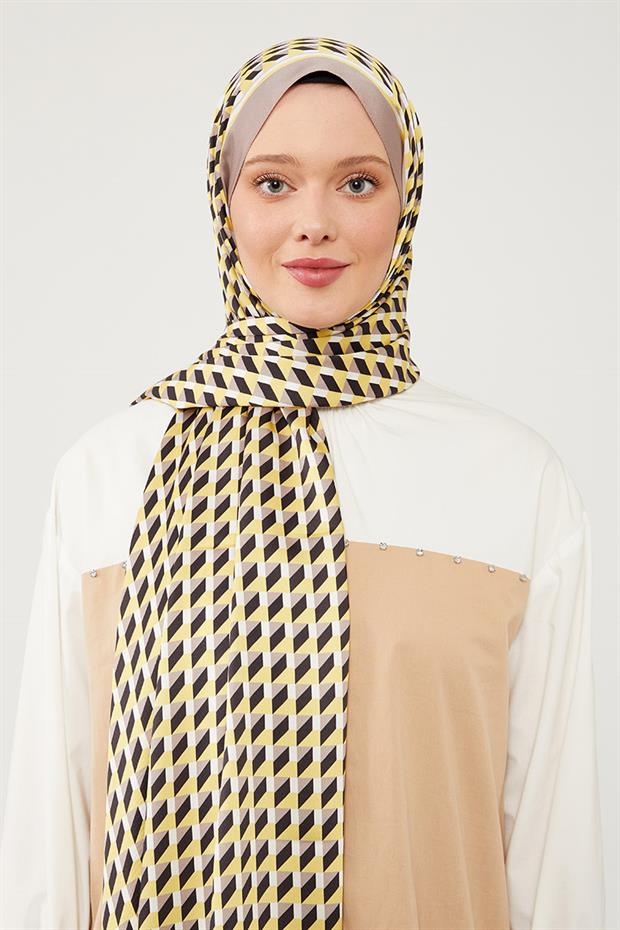 Koyu Vizon Üç Boyut Desen Angel Şal