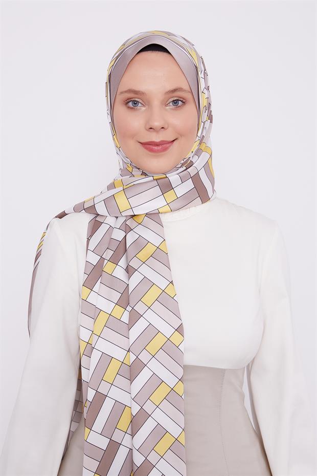 Koyu Vizon Küp Desen Angel Şal