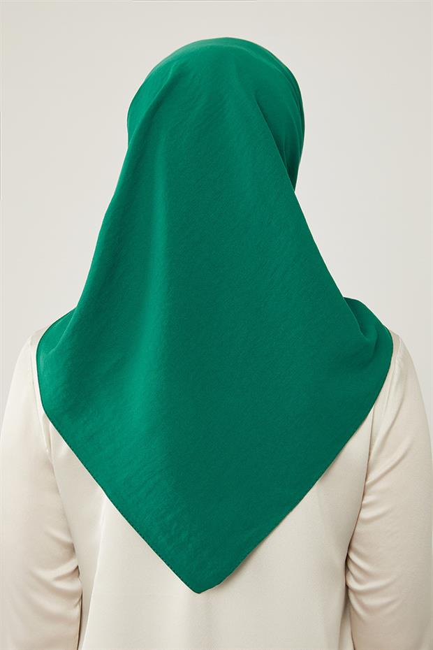 Koyu Yeşil Pamuklu Cazz Kare Eşarp