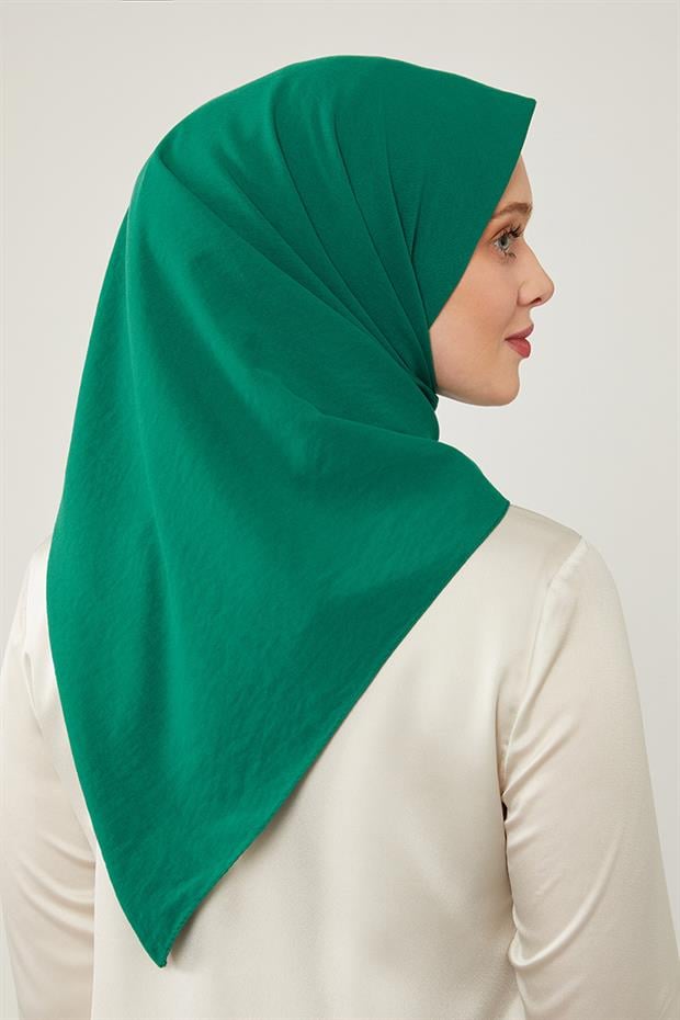 Koyu Yeşil Pamuklu Cazz Kare Eşarp