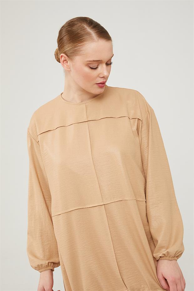 K.Bej Asimetrik Kesim Pantolonlu İkili Takım