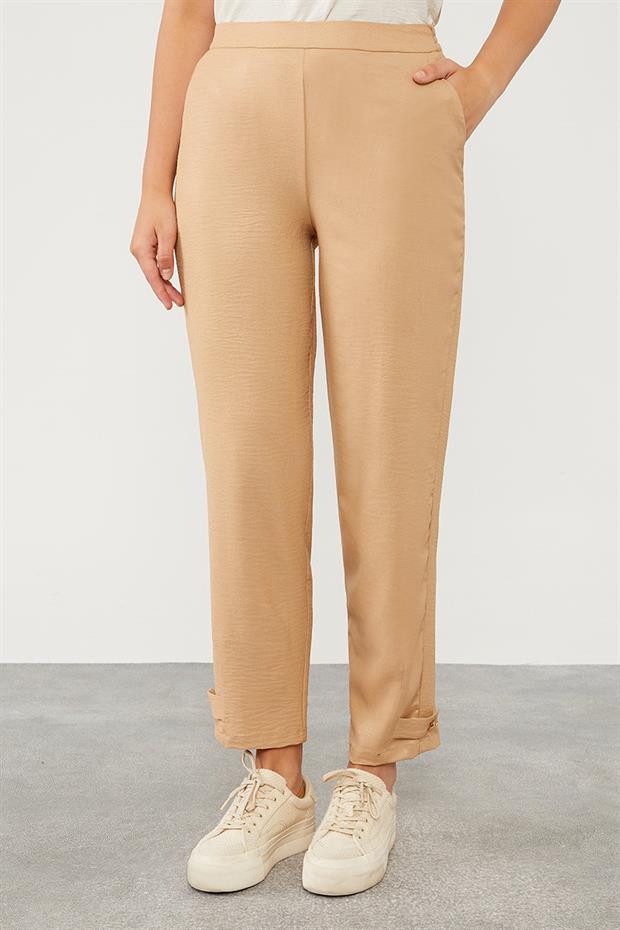 K.Bej Kapüşonlu Fermuar Kapamalı Spor Takım