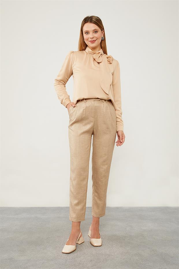 K.Taş Keten Kumaş Havuç Pantolon