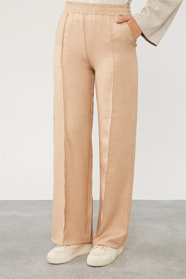 Koyu Taş Belli Lastikli Çizgi Detay Pantolon